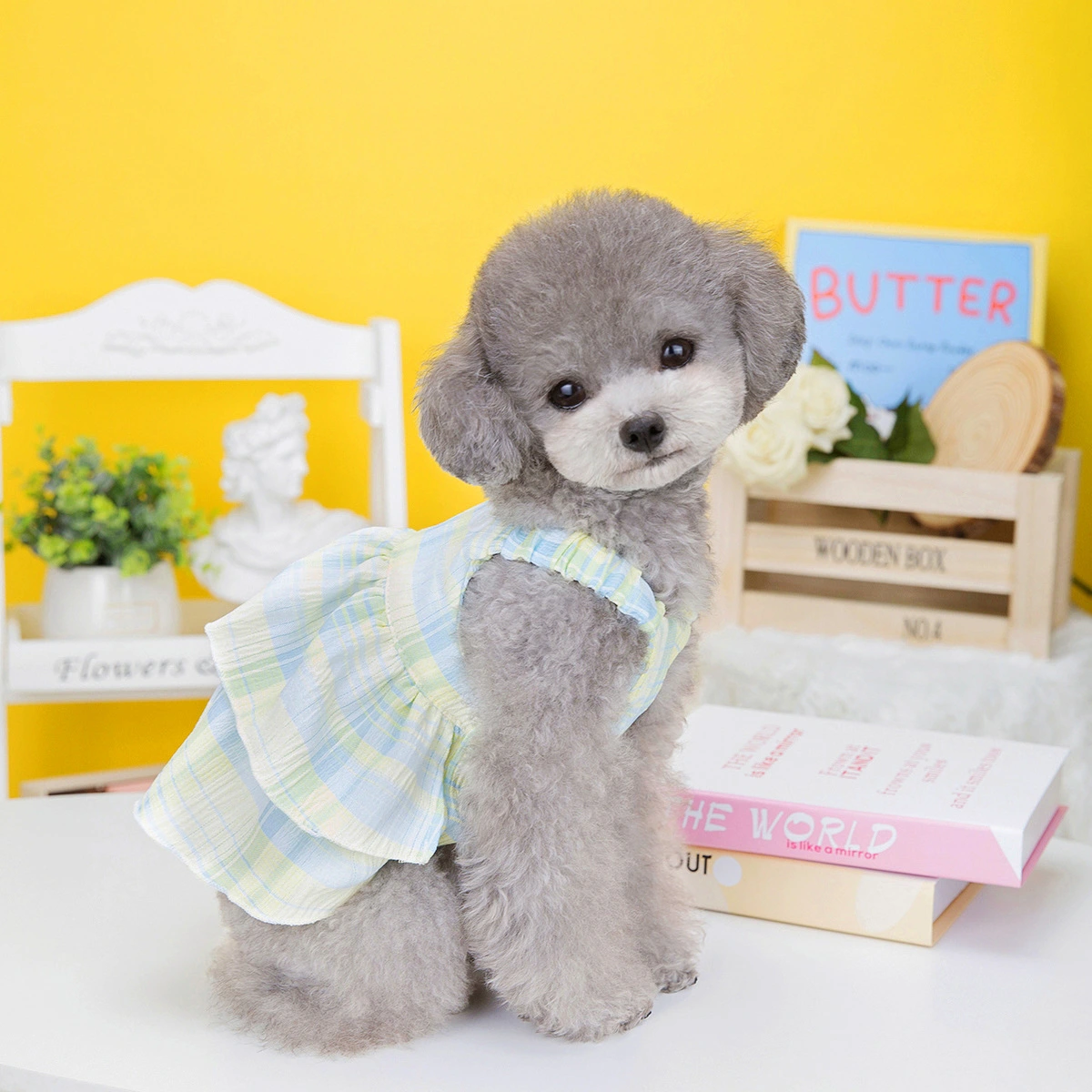 Pet Clothes Dog Plaid Layered Skirt