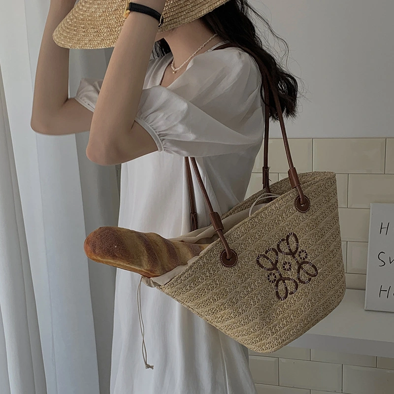 Straw Bag Color Matching Hand-woven Women