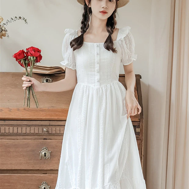 Women's Fashion Vintage Literary Waist-skimming Dress