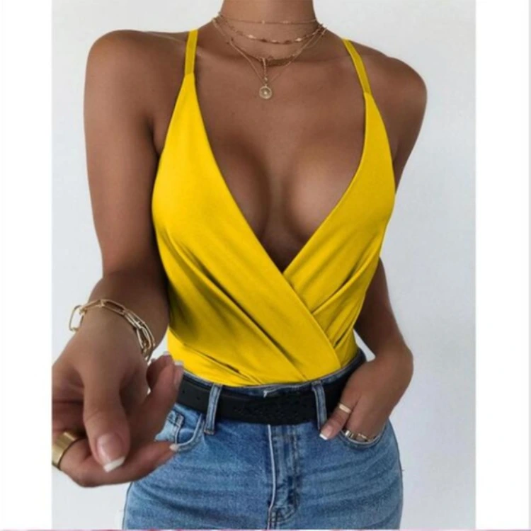 Women's Solid Color Cross Strap Top
