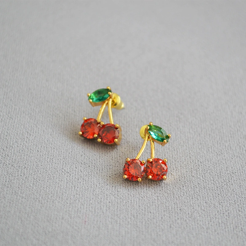 Women's Temperament Wild Cherry-shaped Copper-plated Gold Earrings