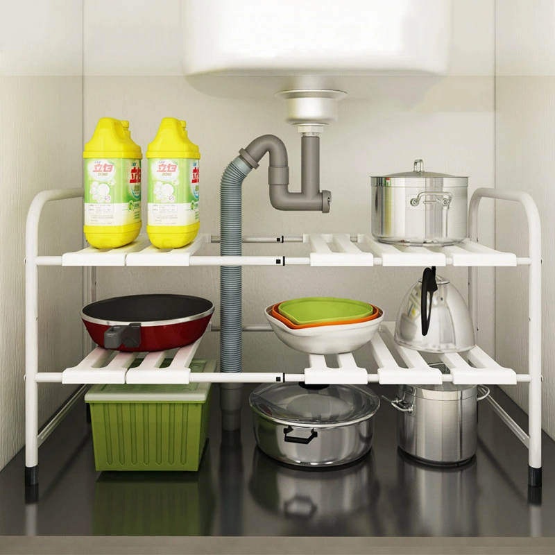 Kitchen Sink Retractable Layered Storage Rack