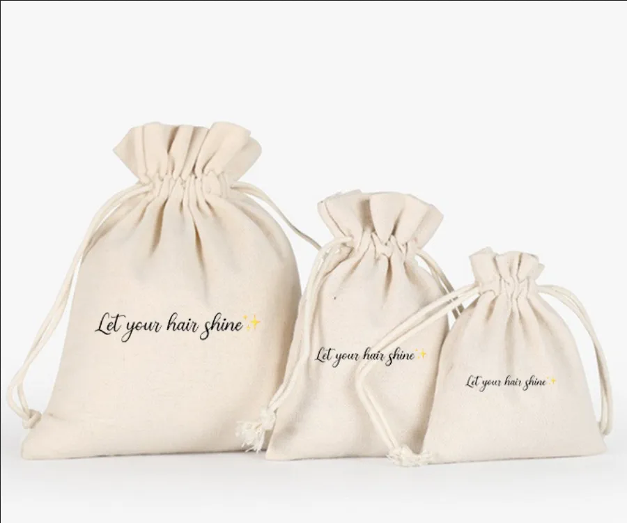 MOQ100 Customized Linen Bag With Drawstring Strap Pocket