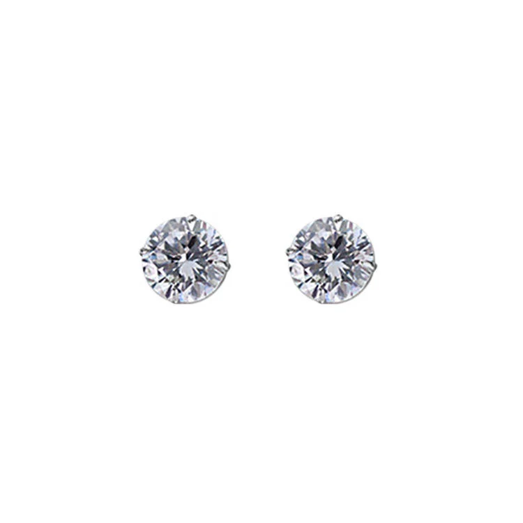 Women's Fashion Simple Pure Silver Zircon Stud Earrings