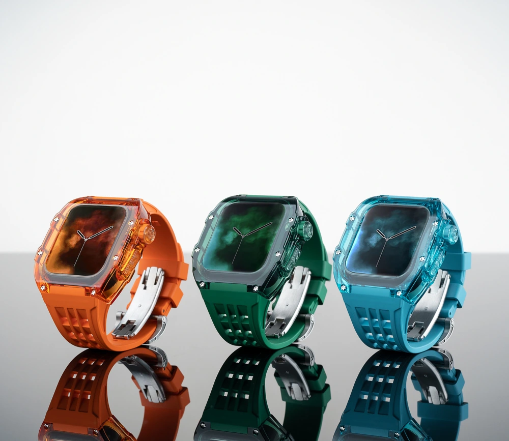 Applicable Watch Modification Protective Shell Fluorine Rubber Strap Crystal Transparent Case