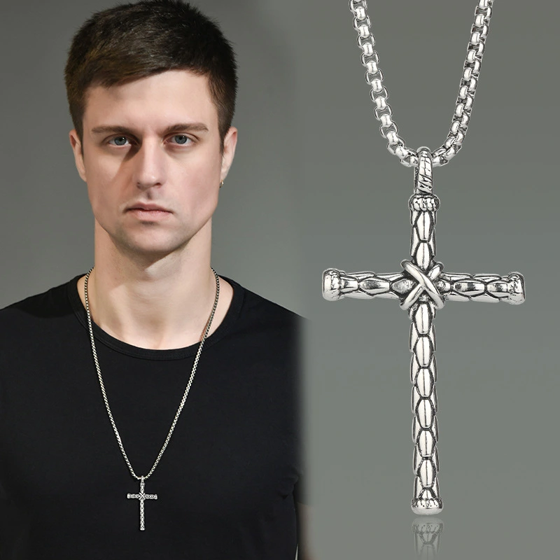 Luck Charm Deluxe Cross Men's Titanium Steel Necklace