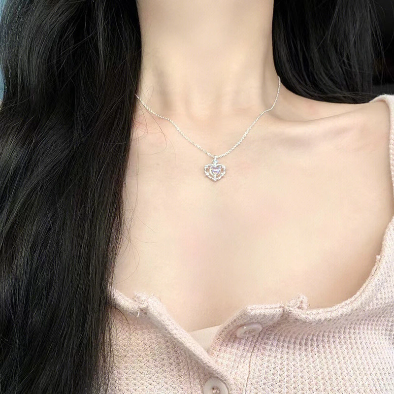 Gradient Love Necklace For Women Light Luxury Minority Design Sense