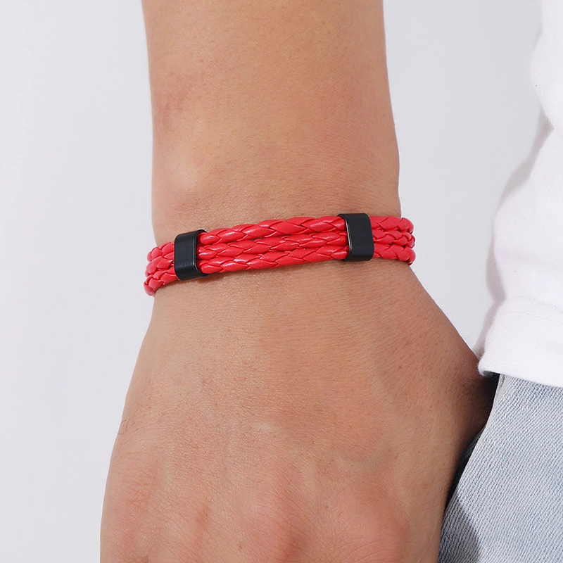 Vintage Leather Multi-layer Alloy Woven Bracelet