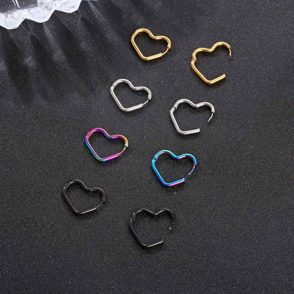 Heart-shaped Stainless Steel Ear Clip Trendy Simple Titanium Steel Earrings Unisex