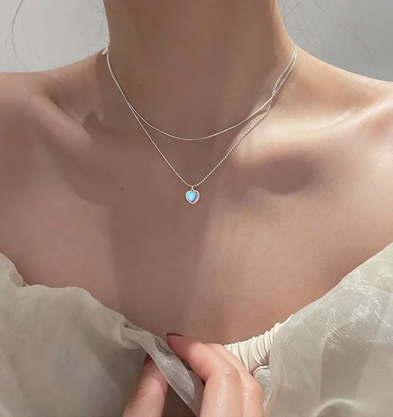 Vintage Lucky Bean Double Layer Twin Titanium Steel Necklace