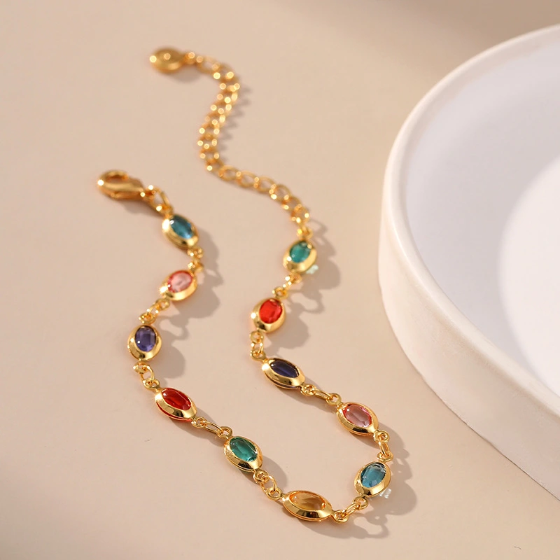 Colorful Acrylic 18K Gold Plated Chain Bracelet