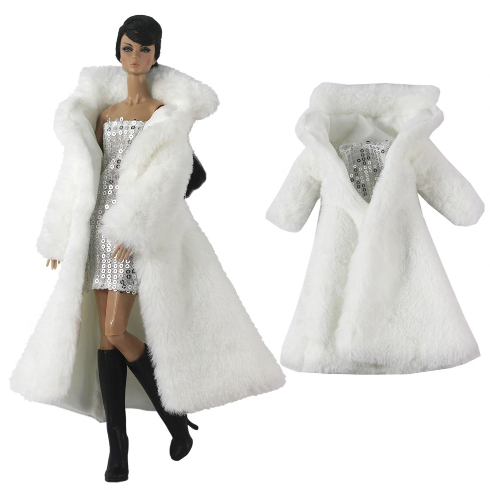 White Doll Clothes Wool Coat Skirt Two-piece Set