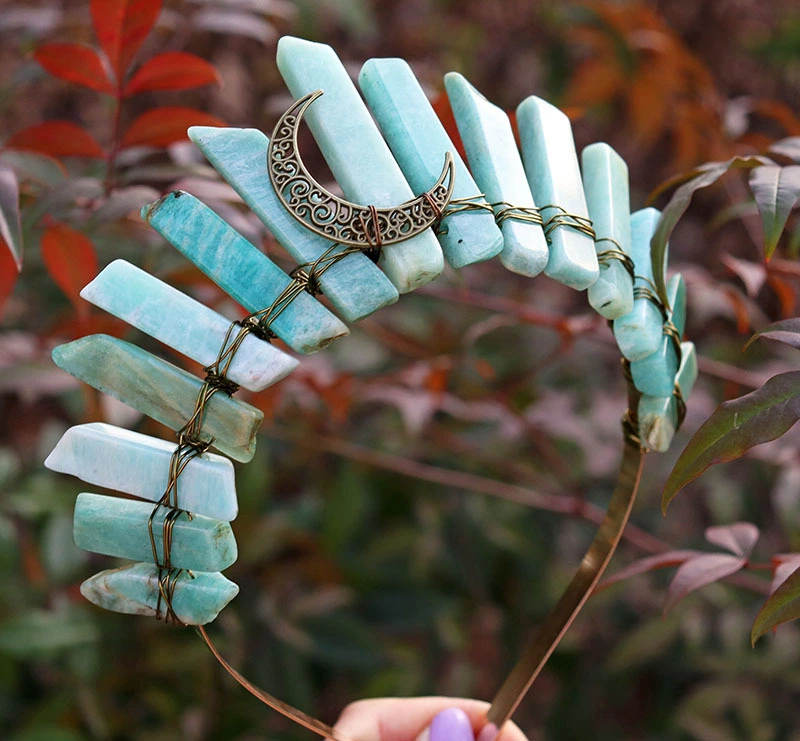 Natural Crystal Zincite Gray Labradorite Accessories Headband