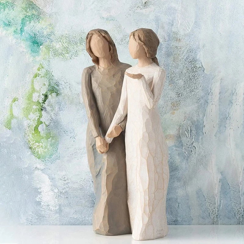 Hand Painted Statue Sisters Resin Craft Ornament