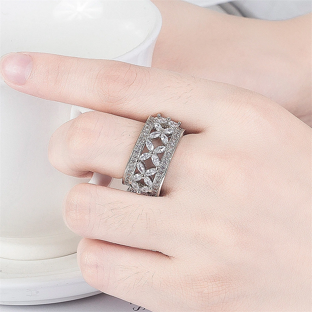 Cubic Zirconia Princess Ring Hollow Bow