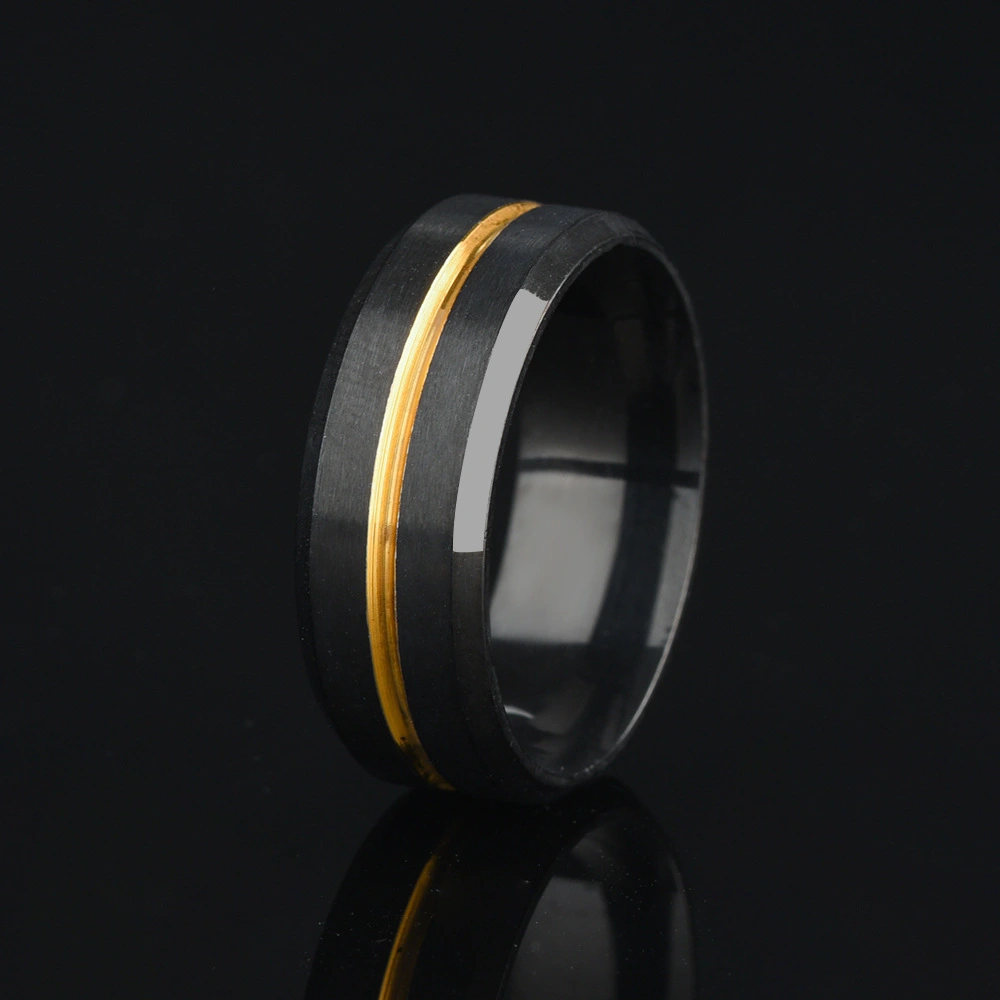 Classic Fashion Two-tone Brushed Stainless Steel Ring