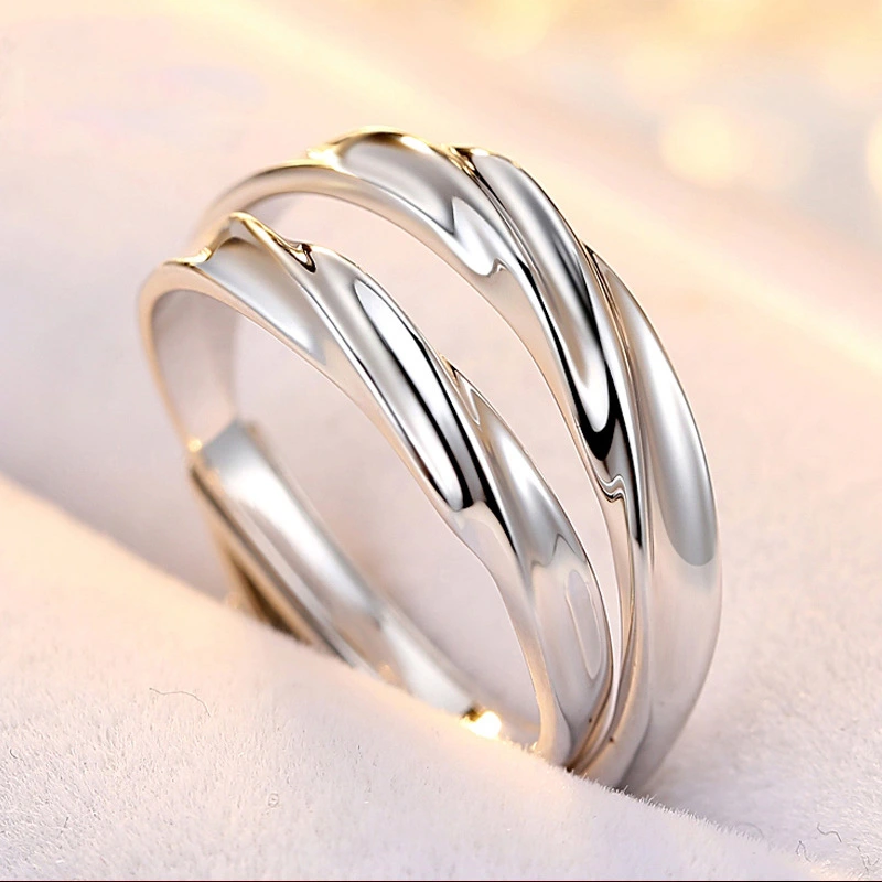 Mobius Strip 925 Sterling Silver Simple Couple Ring