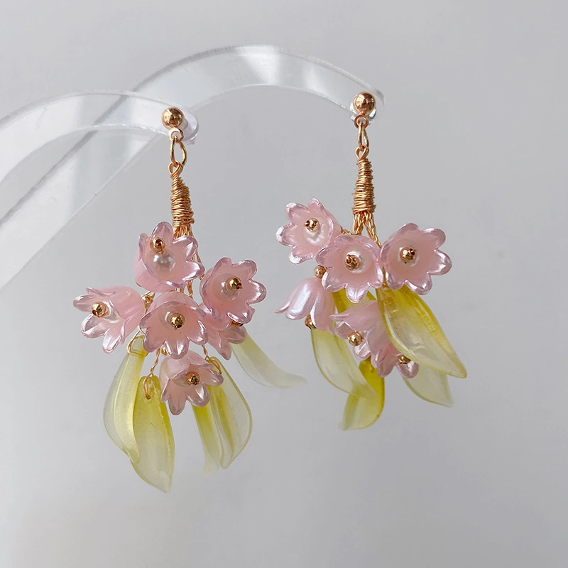 Pink Bouquet French Earrings Personality Ornament