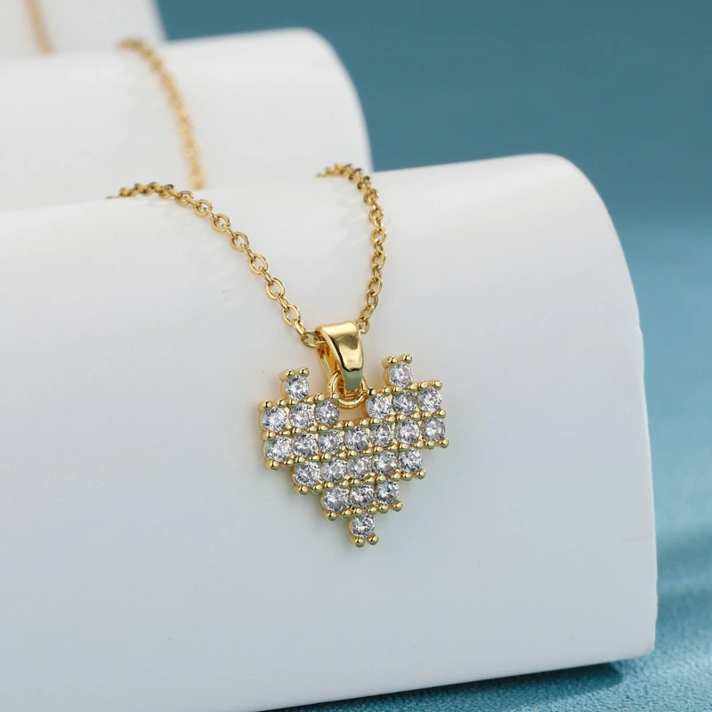 Women's Stainless Steel Diamond Heart-shaped Necklace