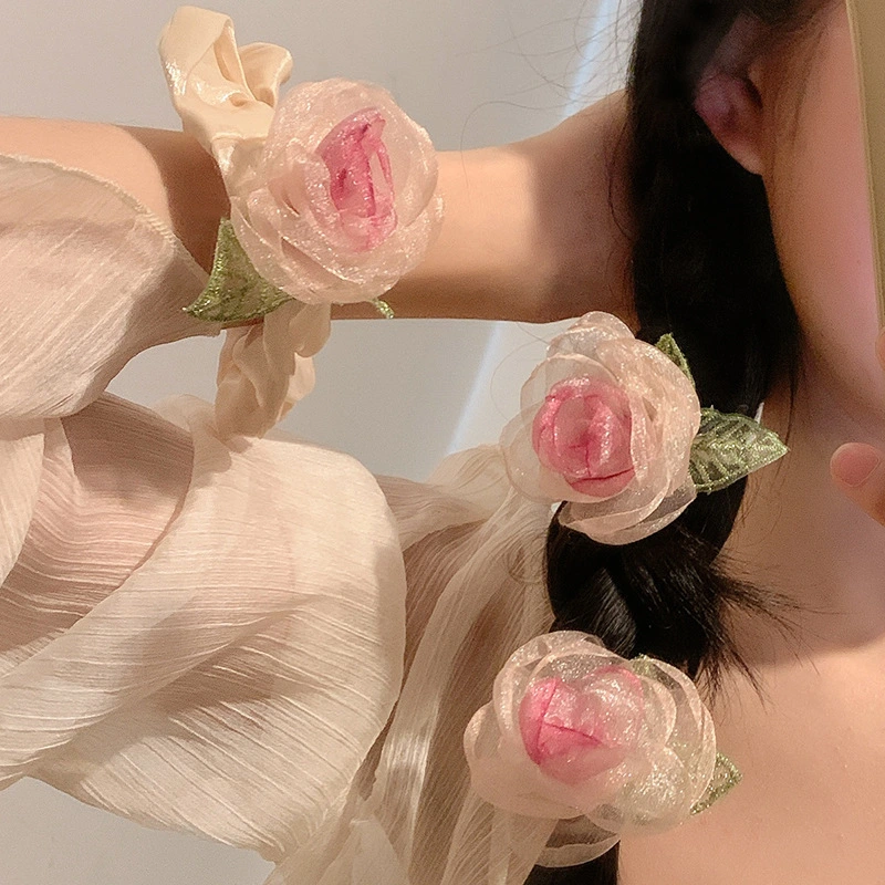 Dried Rose Barrettes Flower Female Mori Style Hair Accessories