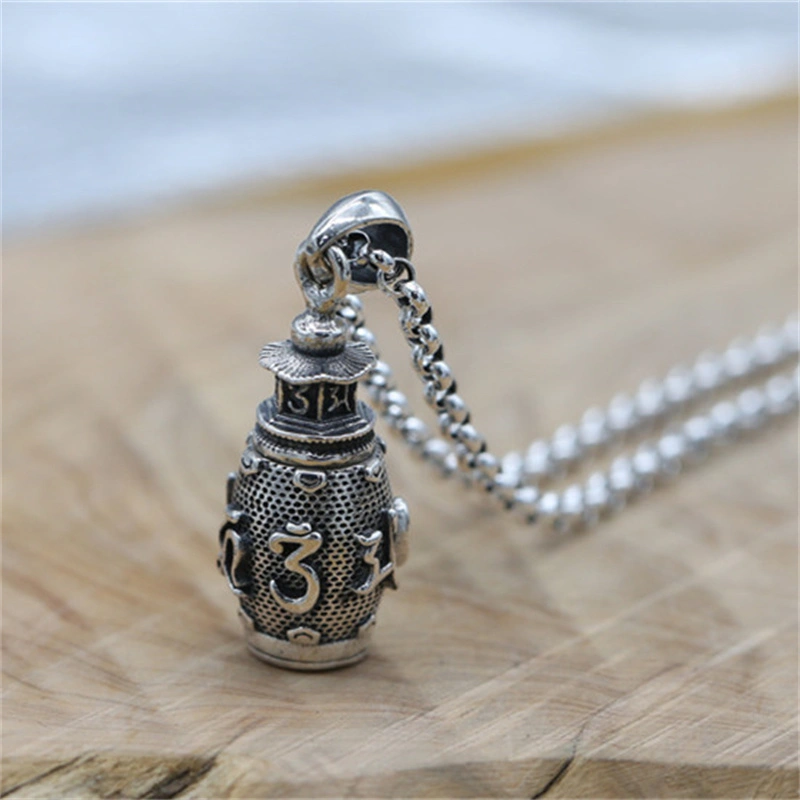 Sterling Silver Ornament Men's And Women's Pendant Vintage Necklace