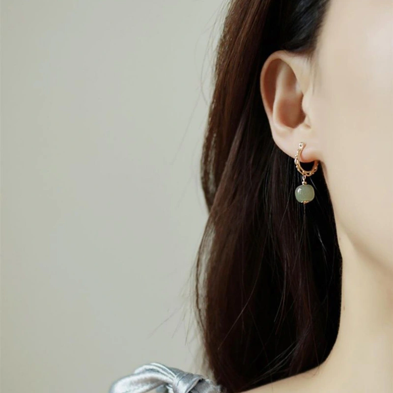 Hetian Jade Earrings New Chinese Exquisite Ladies