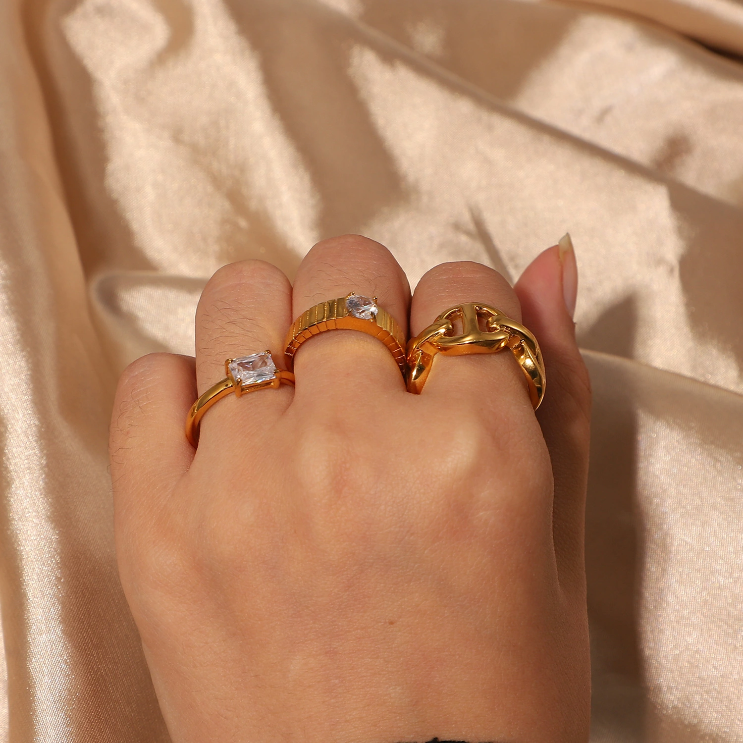 Titanium Steel Ring 18K Gold Plated