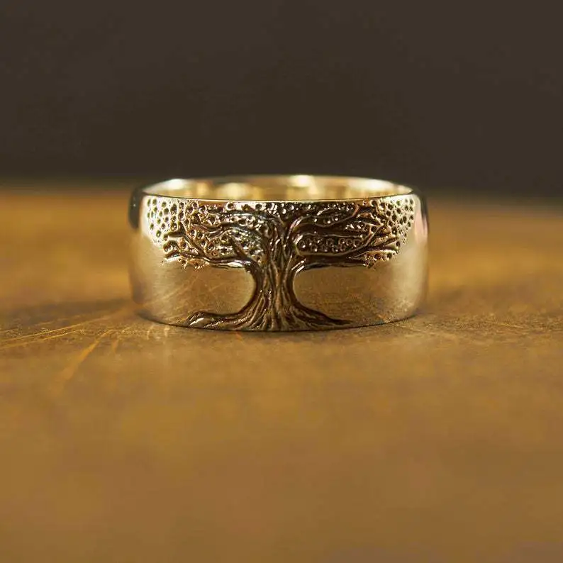 Retro Carved Tree Of Life Simple Ring