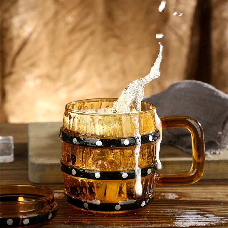 Wooden Barrel Glass Cup With Cover