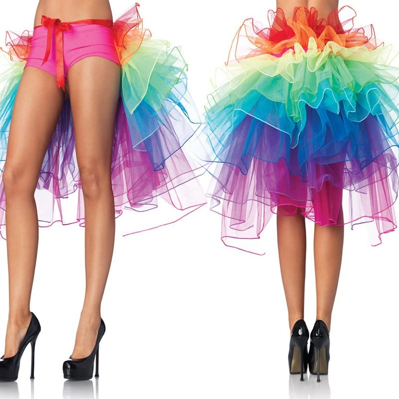 Sexy Stage Performance Half-length Colorful Skirt Performance Rainbow Yarn Uniform