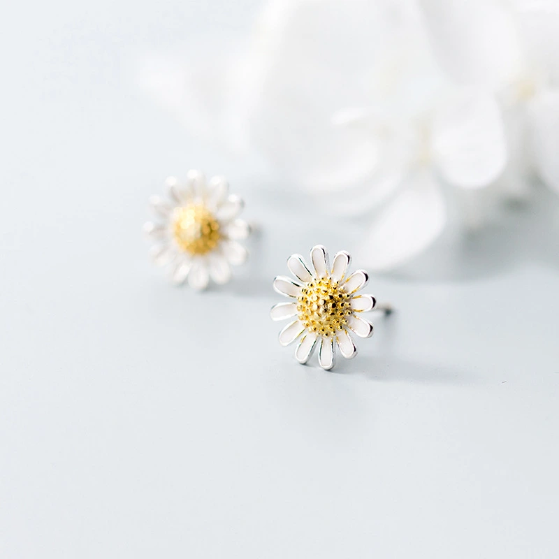 Sunflower Earrings Golden Flower Little