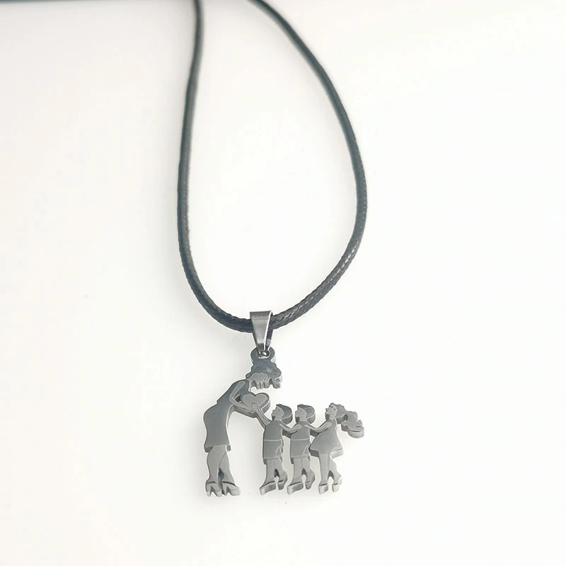 Stainless Steel Family Four Family Series Pendant Mother Two Children And One Female