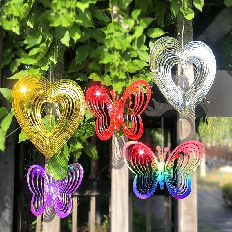 Garden Tools Colorful Butterfly 3D Reflective Wind Chimes