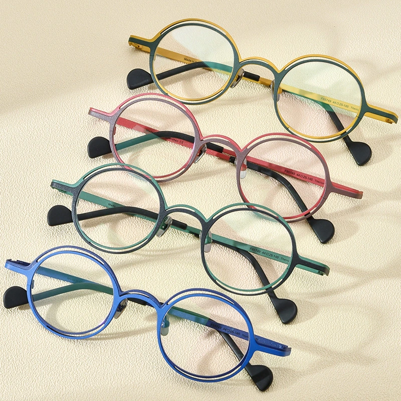 Color Matching Pure Titanium Glasses Rim Round Plain