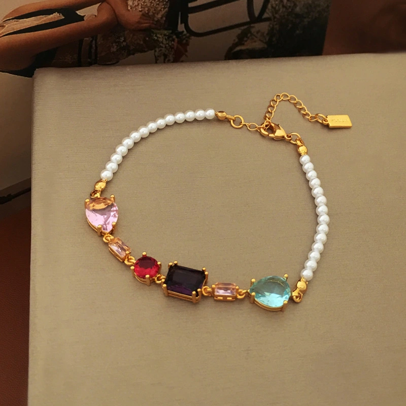 Light Luxury Color Zircon Hand Necklace