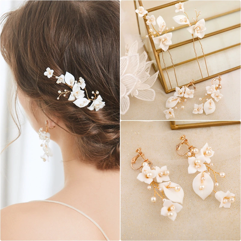 White Wedding Flower Hairpin Comb Suit For Women