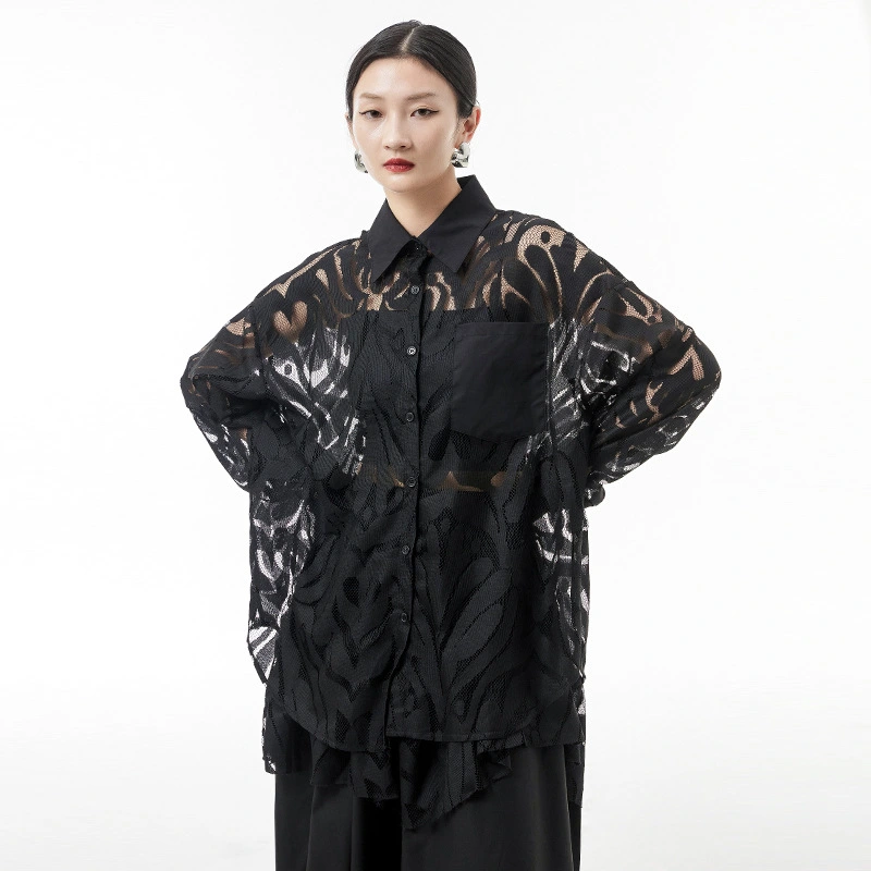 Yamamoto Dark Style See-through Lace Shirt For Women