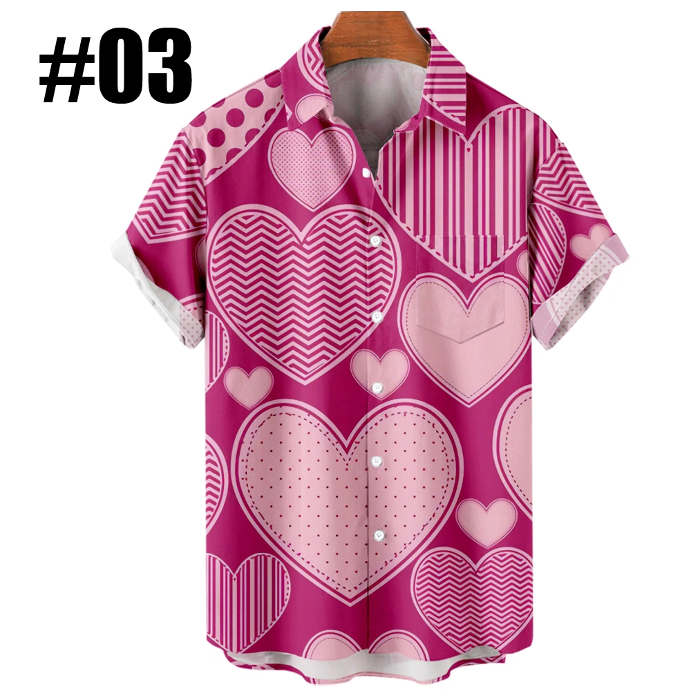 Men's Plus Size Hawaiian Shirt Big And Tall Valentine's Day Gift Flowers Love Heart-shaped Graphic Shirt Collar Short Sleeve Summer Basic Slim Fit Big And Tall Casual Daily Tops/American Flag/National Flag