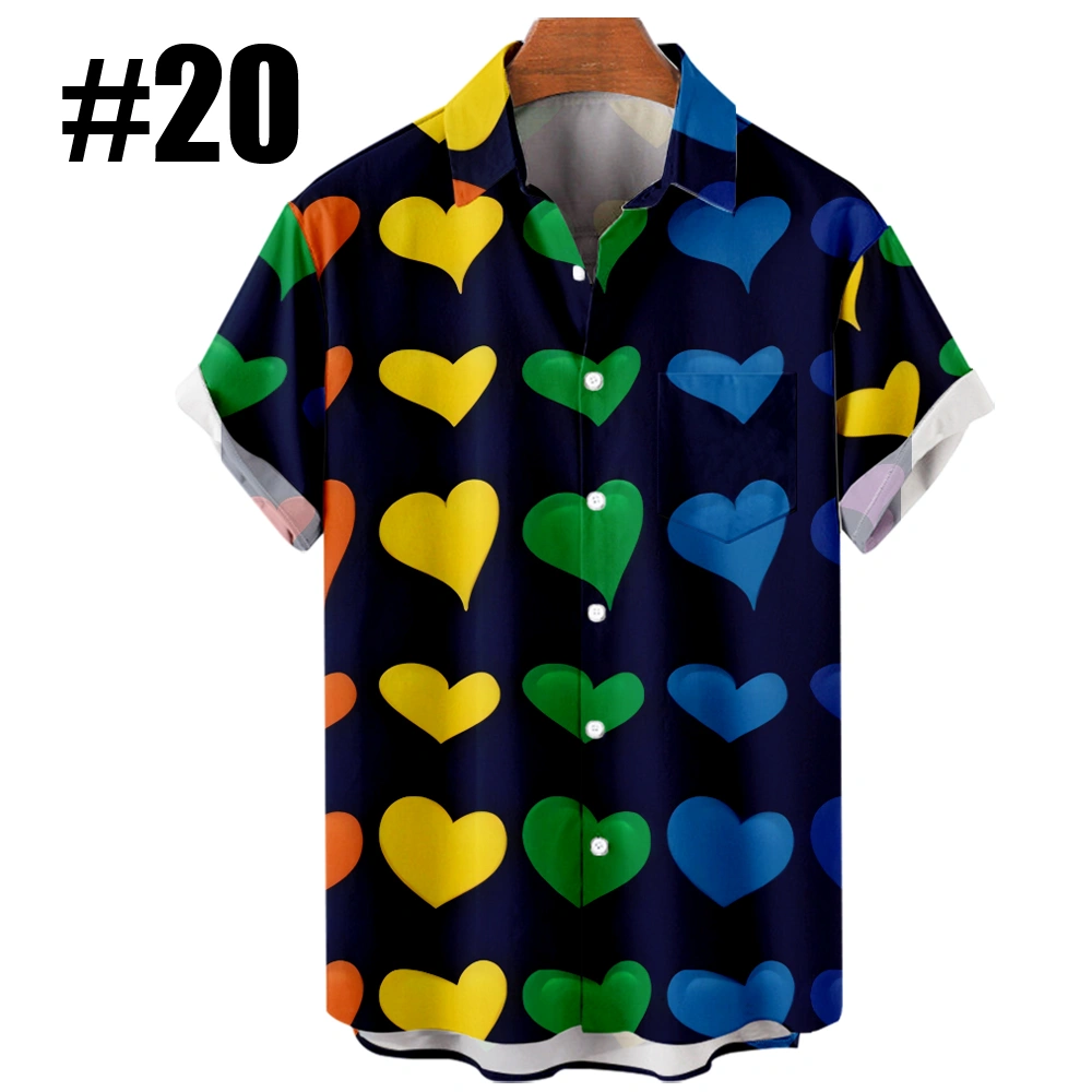 Men's Hawaiian Shirt Outfits Valentine's Day Gift Flowers Love Heart-shaped Graphic Shirt Collar 3D Print Street Daily Short Sleeve Print Clothing Apparel Basic Fashion Lightweight Casual/Summer