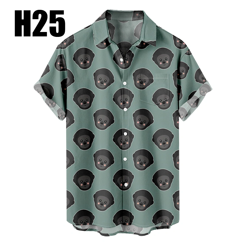 Men's Hawaiian Shirt Outfits Animals Gorillas Summer Cartoon Graphic Painting Shirt Collar Clothing Apparel 3D Print Outdoor Daily Short Sleeve 3D Print Casual Comfortable