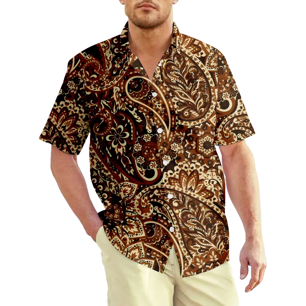 Men's Hawaiian Shirt 3D Vintage Paisley Graphic Plus Size T-Shirt Print Tops Shirt Collar