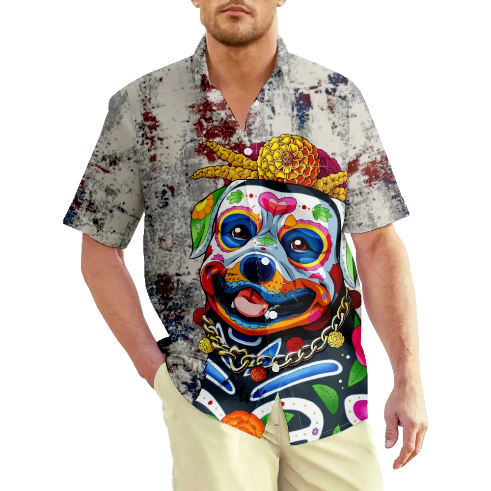 Men's Hawaiian Shirt Cartoon Animals Dogs Cats Shirt Collar Short Sleeve Casual Daily Print Tops Streetwear Exaggerated Summer Graphic Tees