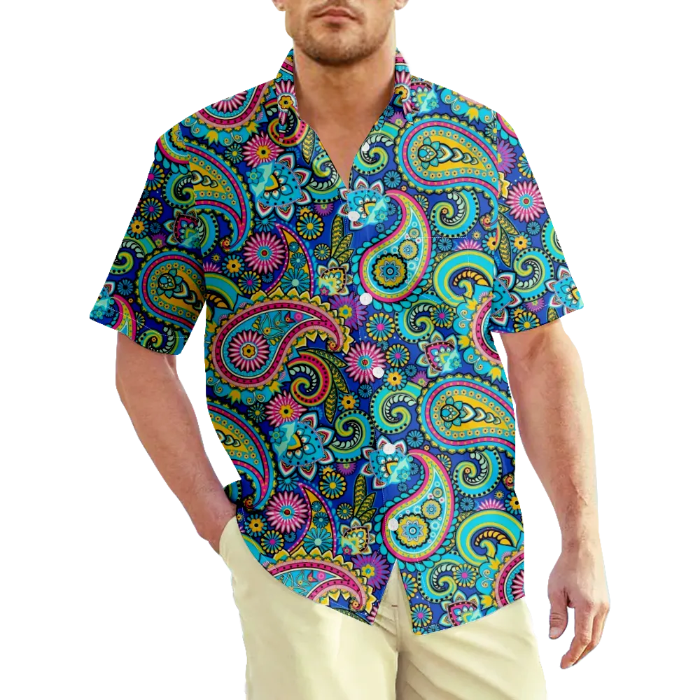 Men's Hawaiian Shirt Vintage Paisley Shirt Collar 3D Print Plus Size Casual Daily Short Sleeve Clothing Apparel Basic Slim Fit Big And Tall