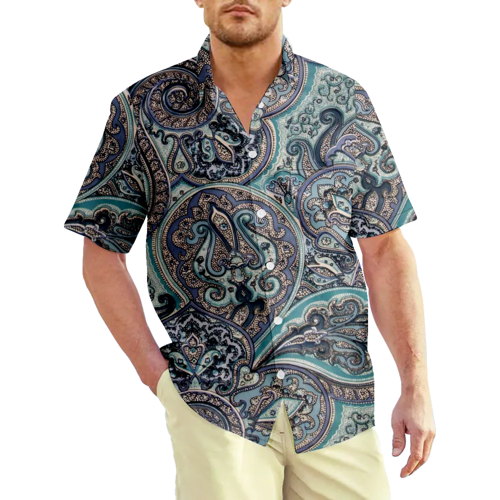 Men's Hawaiian Shirt Vintage Paisley Shirt Collar 3D Print Casual Holiday Short Sleeve 3D Print Clothing Apparel Lightweight Casual Hawaiian