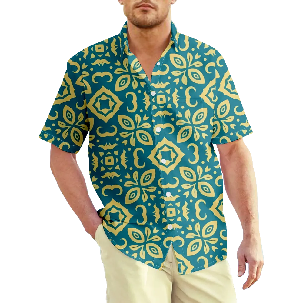 Men's Hawaiian Shirt Button Up Shirt Vintage Paisley Graphic 3D Shirt Collar 3D Print Plus Size Daily Short Sleeve Print Clothing Apparel