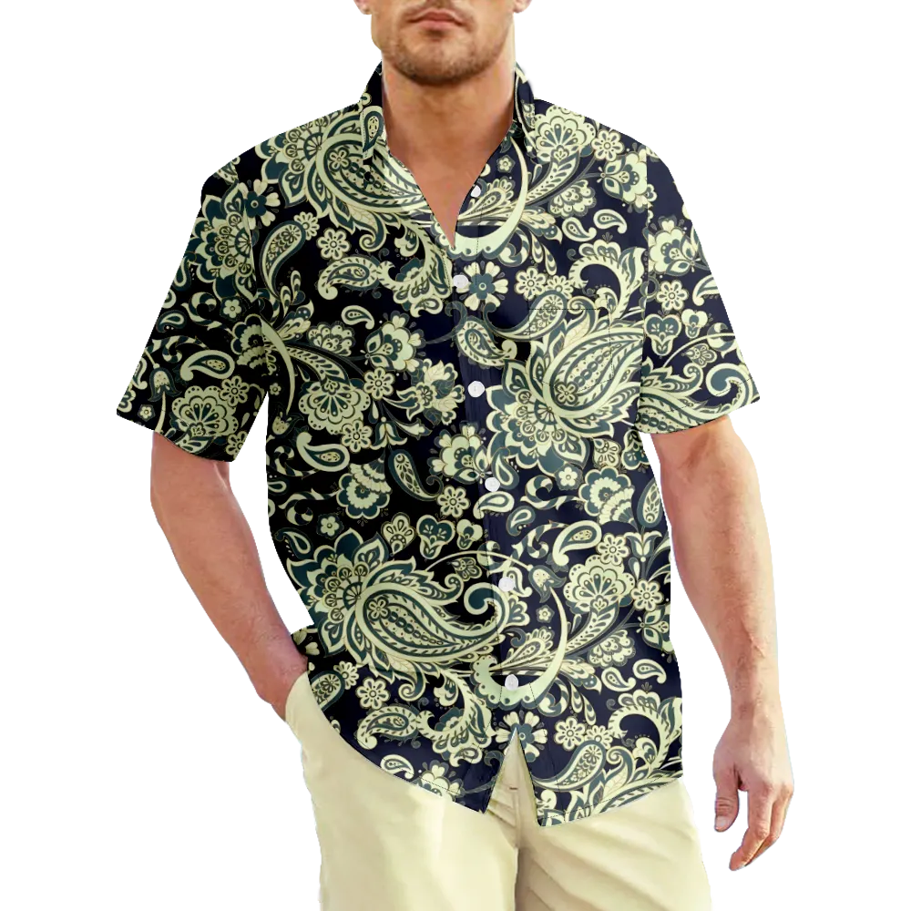 Men's Hawaiian Shirt Outfits Vintage Paisley Color Block Graphic Prints Shirt Collar 3D Print Outdoor Street Short Sleeve 3D Print Clothing Apparel Basic Classic Comfortable