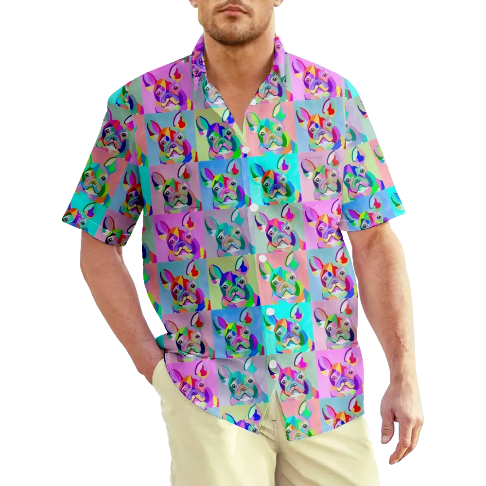 Men's Hawaiian Shirt Cartoon Animals Dogs Cats Graphic 3D Shirt Collar 3D Print Plus Size Daily Short Sleeve Clothing Apparel Basic