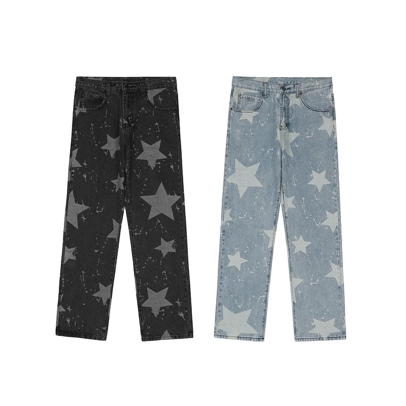 Trendy Simple Star Print Loose Casual Jeans