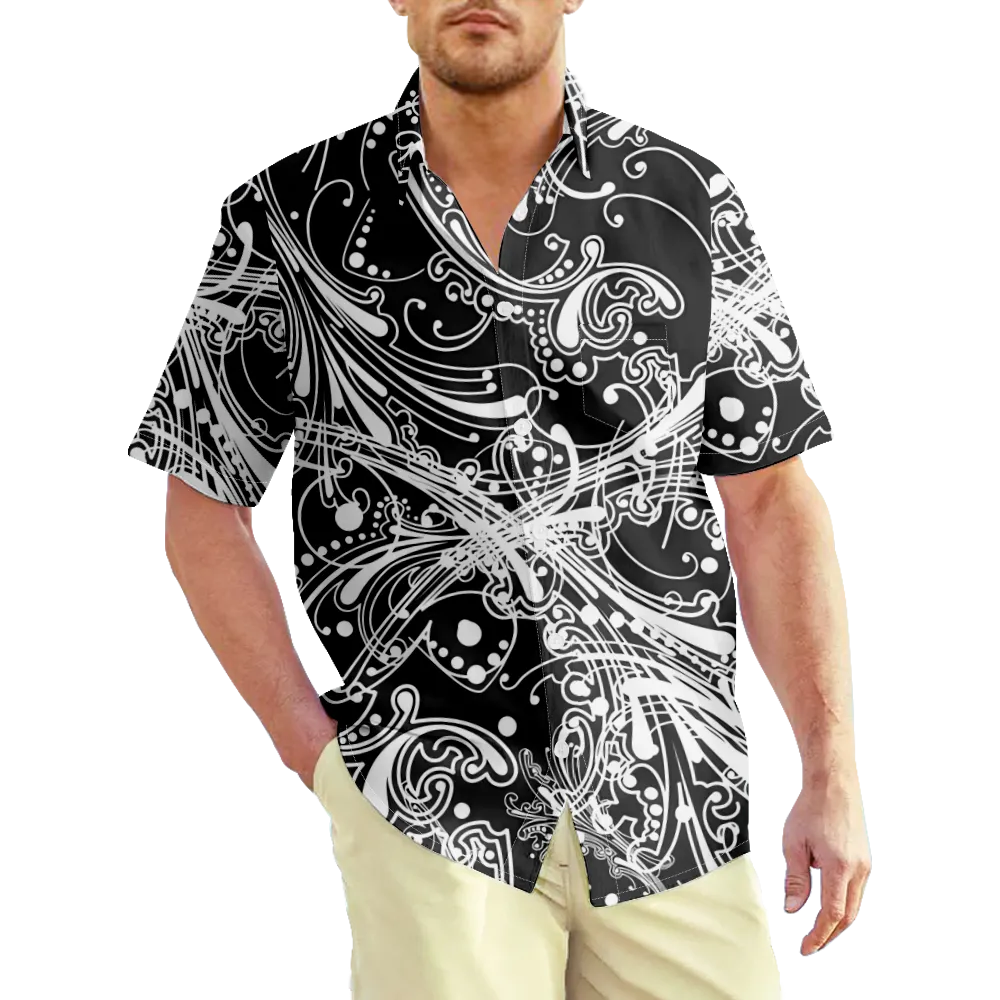 Men's Hawaiian Shirt Vintage Paisley Graphic Street Shirt Collar 3D Print Athletic Fit T-Shirt Hipster Longline Tee Slim Fit Workout Casual Shirts