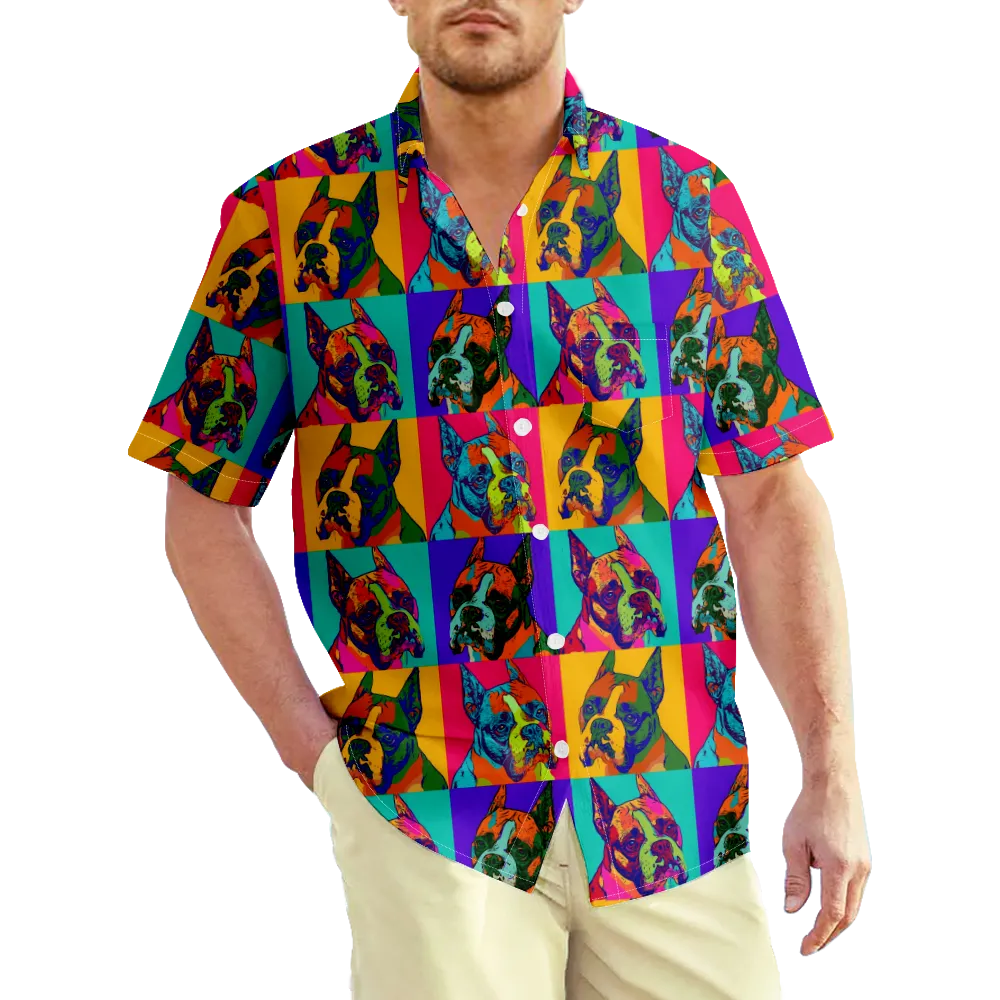 Men's Hawaiian Shirt Cartoon Animals Dogs Cats Graphic 3D Shirt Collar 3D Print Plus Size Casual Daily Short Sleeve Print Clothing Apparel